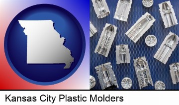 several plastic molds, made from machined metal in Kansas City, MO