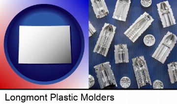 several plastic molds, made from machined metal in Longmont, CO